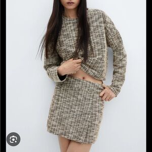 Mango marbled tweed skirt